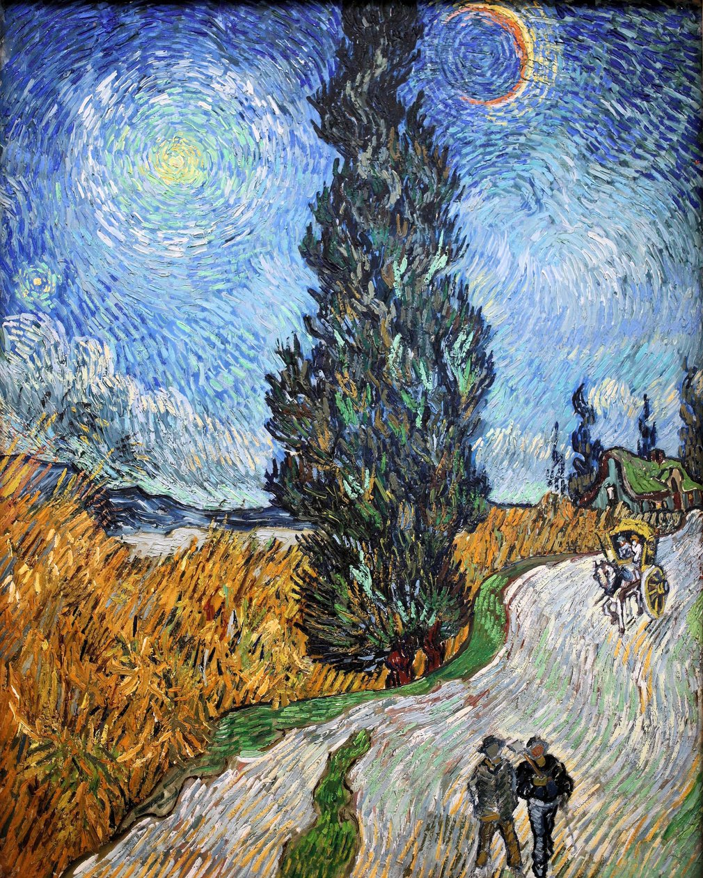 Landsväg i Provence på natten, 1890. av Vincent van Gogh