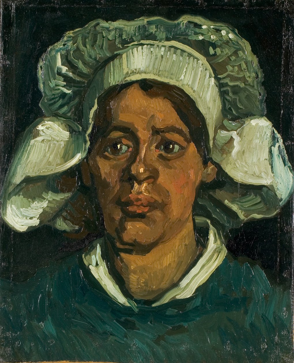 Chef för en bondkvinna med vit huva, 1884-1885. av Vincent van Gogh