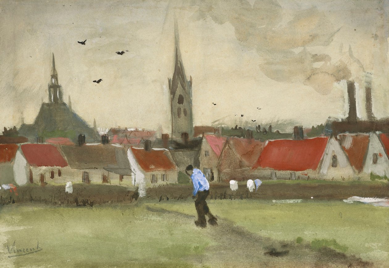 Utsikt över Haag med Nieuwe Kerk, 1882. av Vincent van Gogh