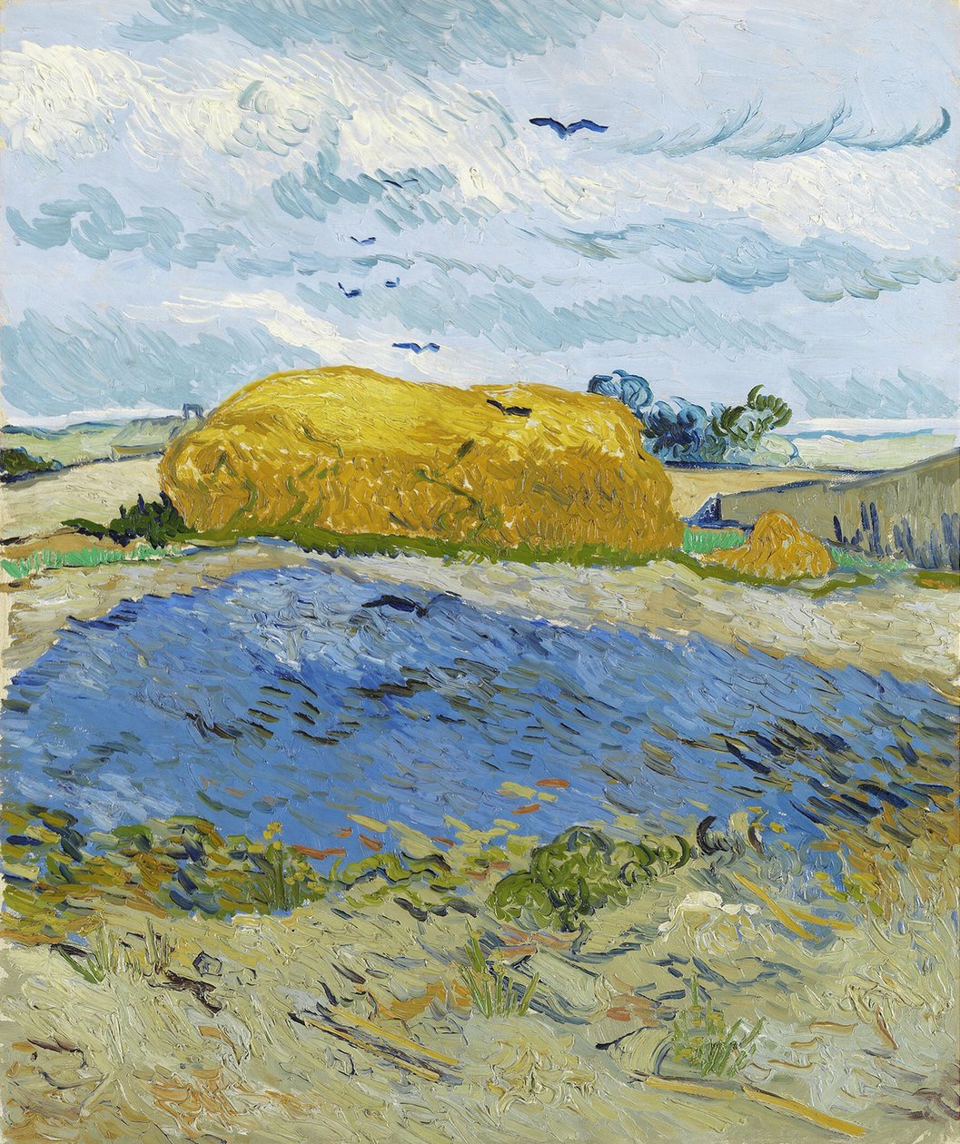 Vetestack under en molnig himmel, Auvers-sur-Oise, 1889. av Vincent van Gogh