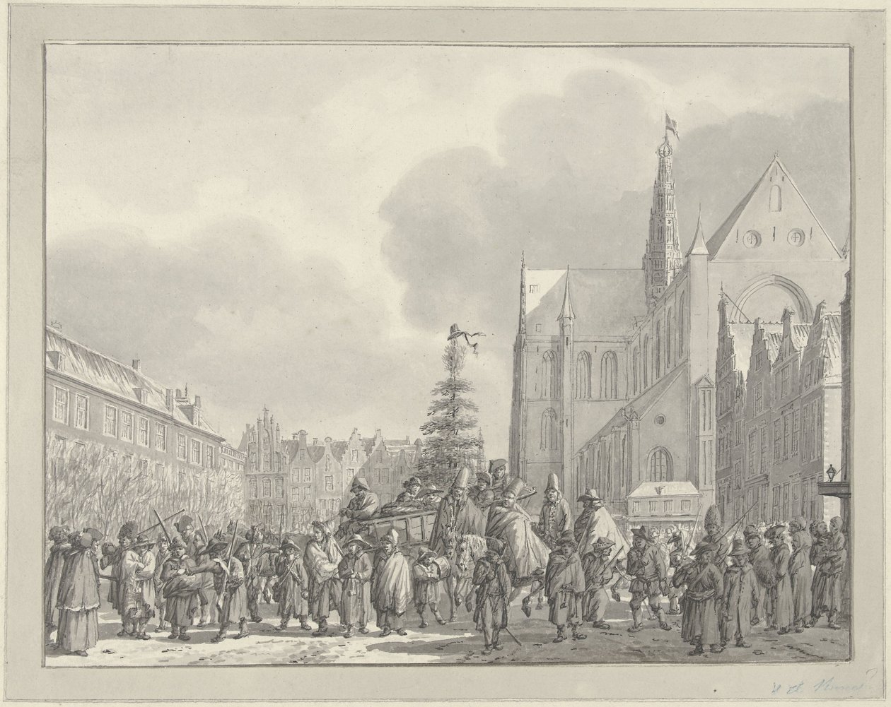 Fransmännens ankomst på Grote Markt i Haarlem, 1795 av Vincent Jansz. van der Vinne