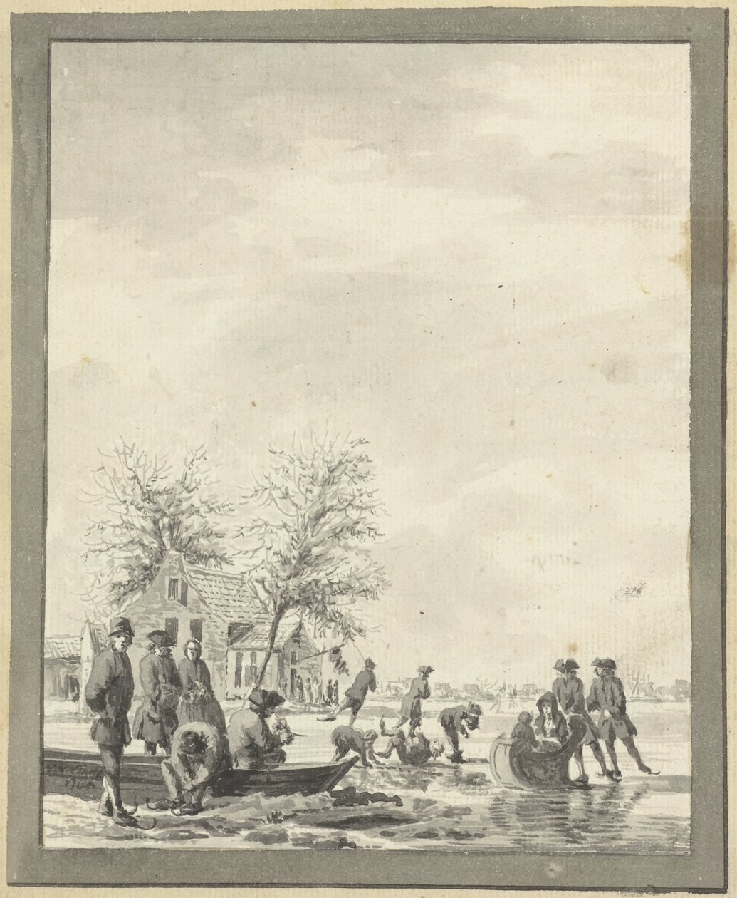Isunderhållning på Buiten Spaarne nära Haarlem vid Herberg av Vincent Jansz. van der Vinne