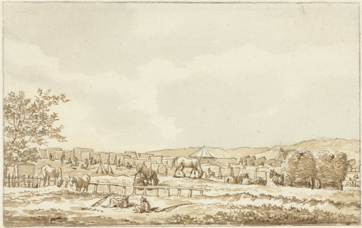 Arméläger på Droogberg i Overveen, 19 september 1787 av Vincent Jansz. van der Vinne