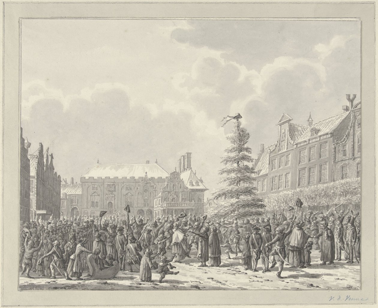 Revolution i Haarlem, 19 januari 1795 av Vincent Jansz. van der Vinne