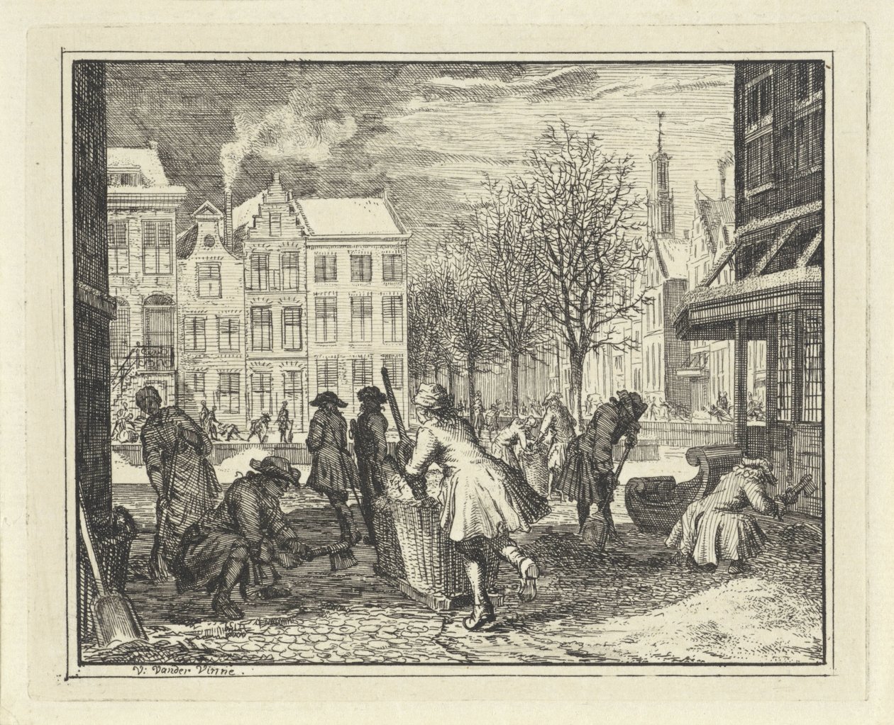 Herrar arbetar på en gata av Vincent Laurensz. van der Vinne (II)