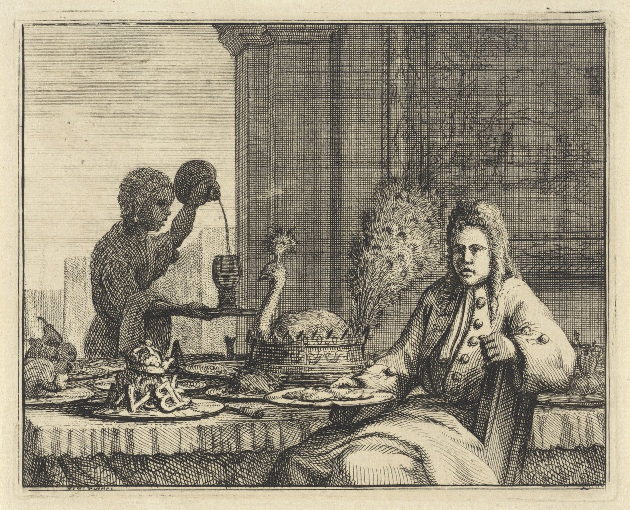 Man vid ett dukat bord av Vincent Laurensz. van der Vinne (II)