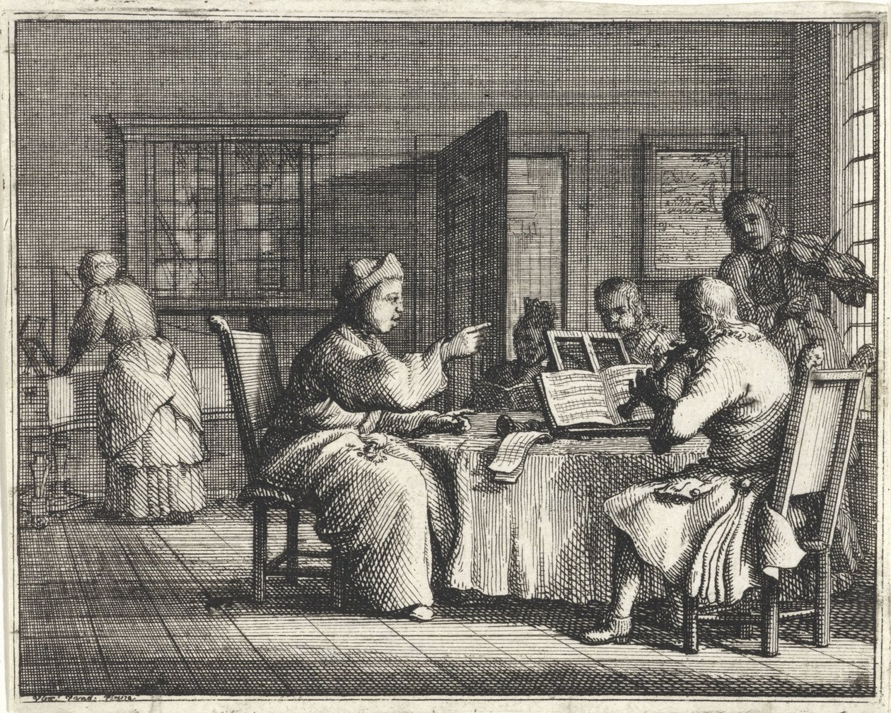 Musiklärare med elever av Vincent Laurensz. van der Vinne (II)