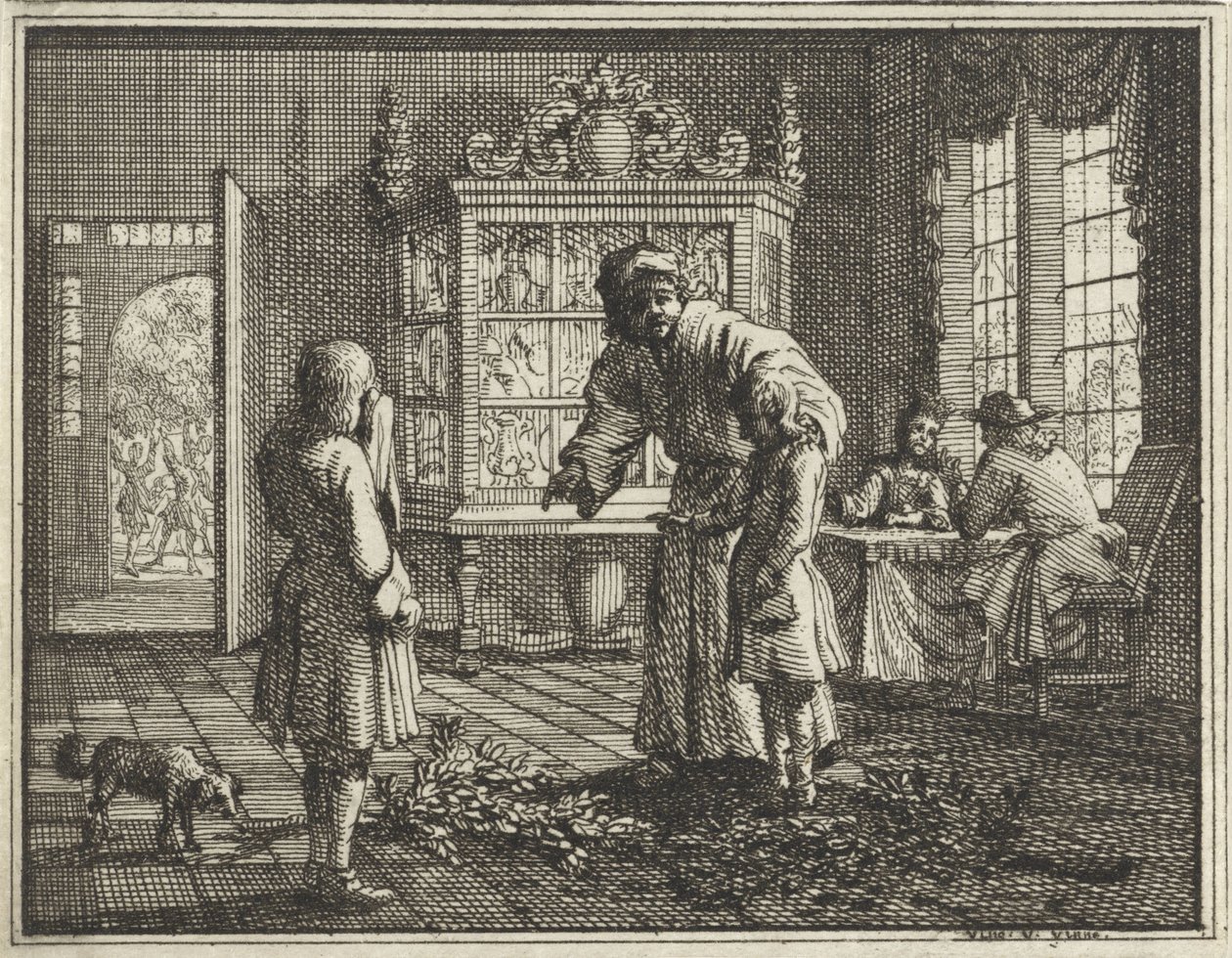 Far tillrättavisar sina barn av Vincent Laurensz. van der Vinne (II)