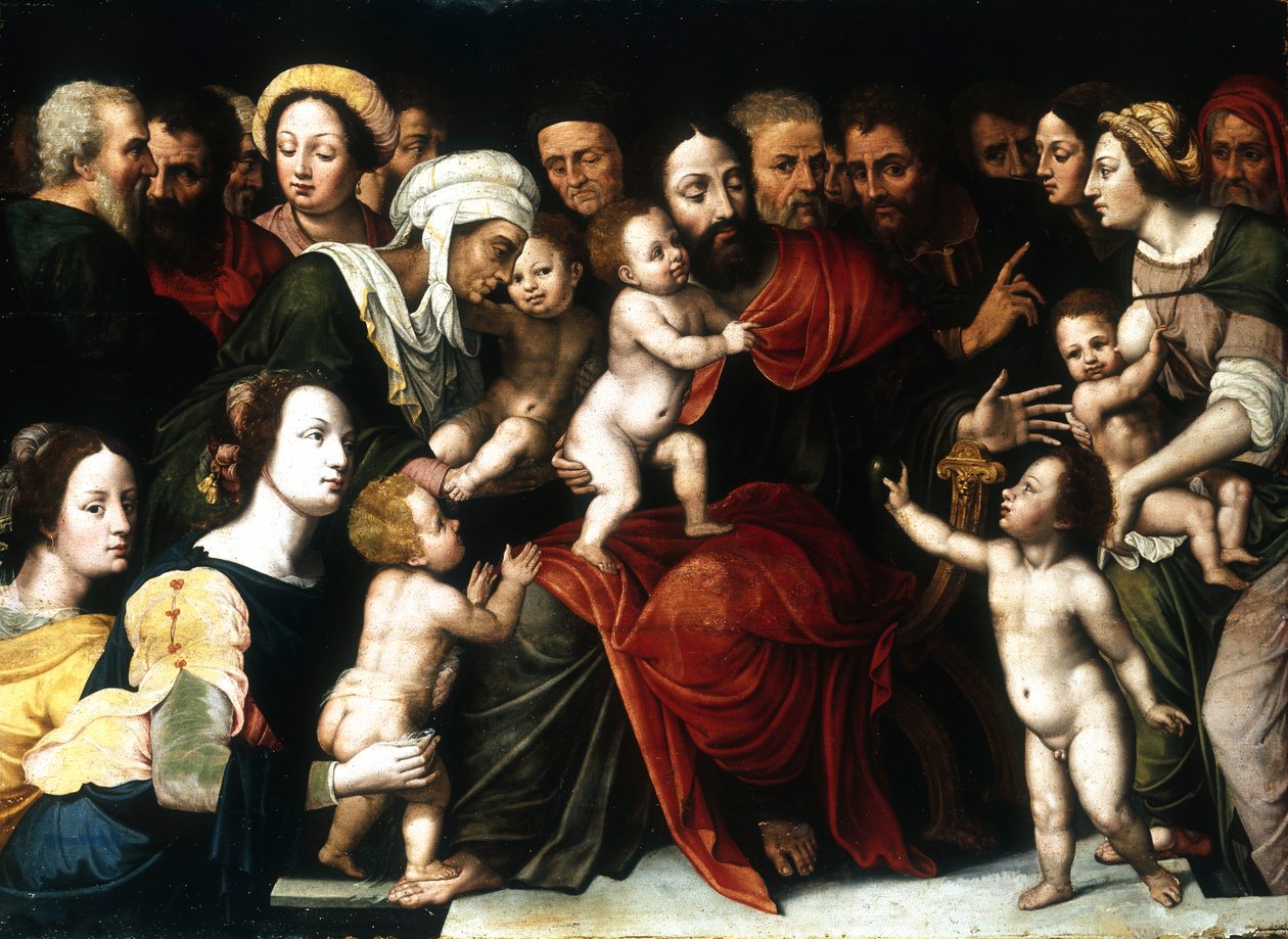 Jesus med de små barnen, c1559-1589 av Vincent Sellaer