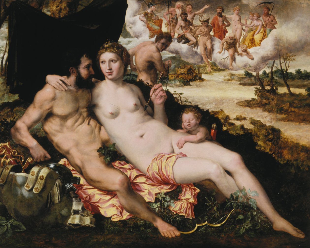 Mars och Venus, mitten av 1500-talet.. av Vincent Sellaer