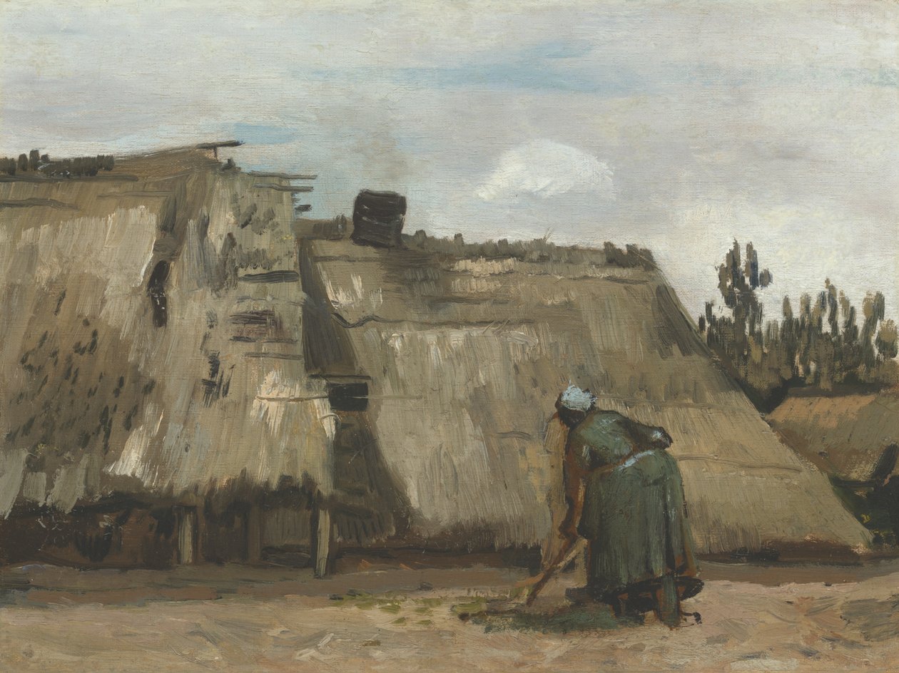 En bondekvinna gräver framför sin stuga av Vincent van Gogh