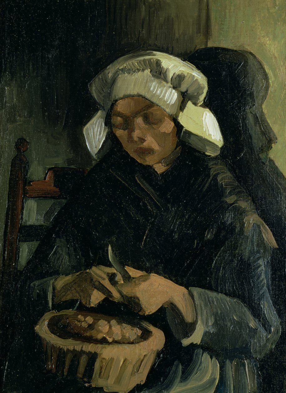 En bonde från Neunen skalar potatis, 1885 av Vincent van Gogh