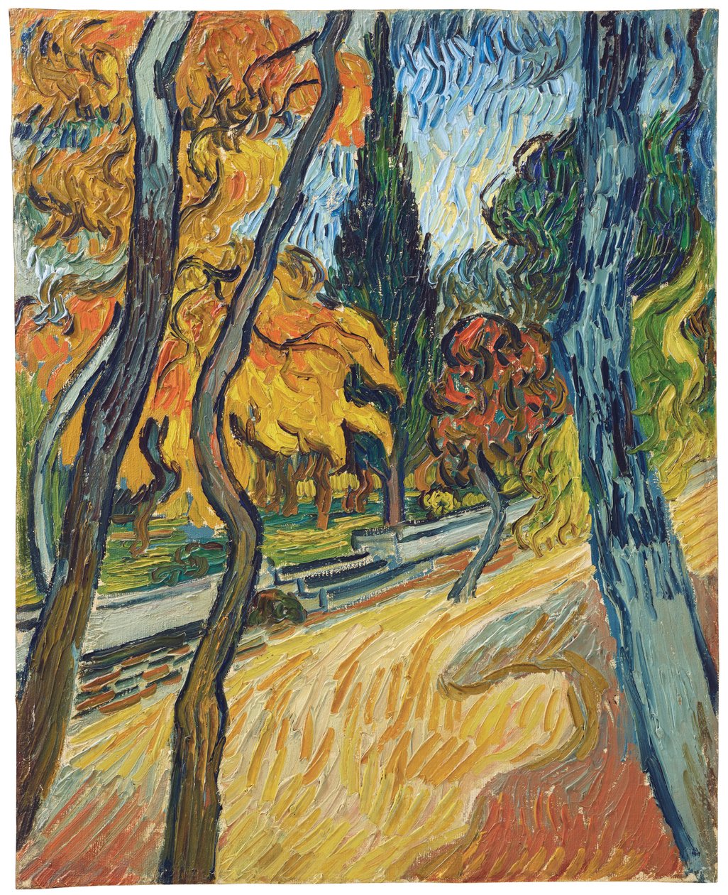 Träd i asylens trädgård, 1889 av Vincent van Gogh