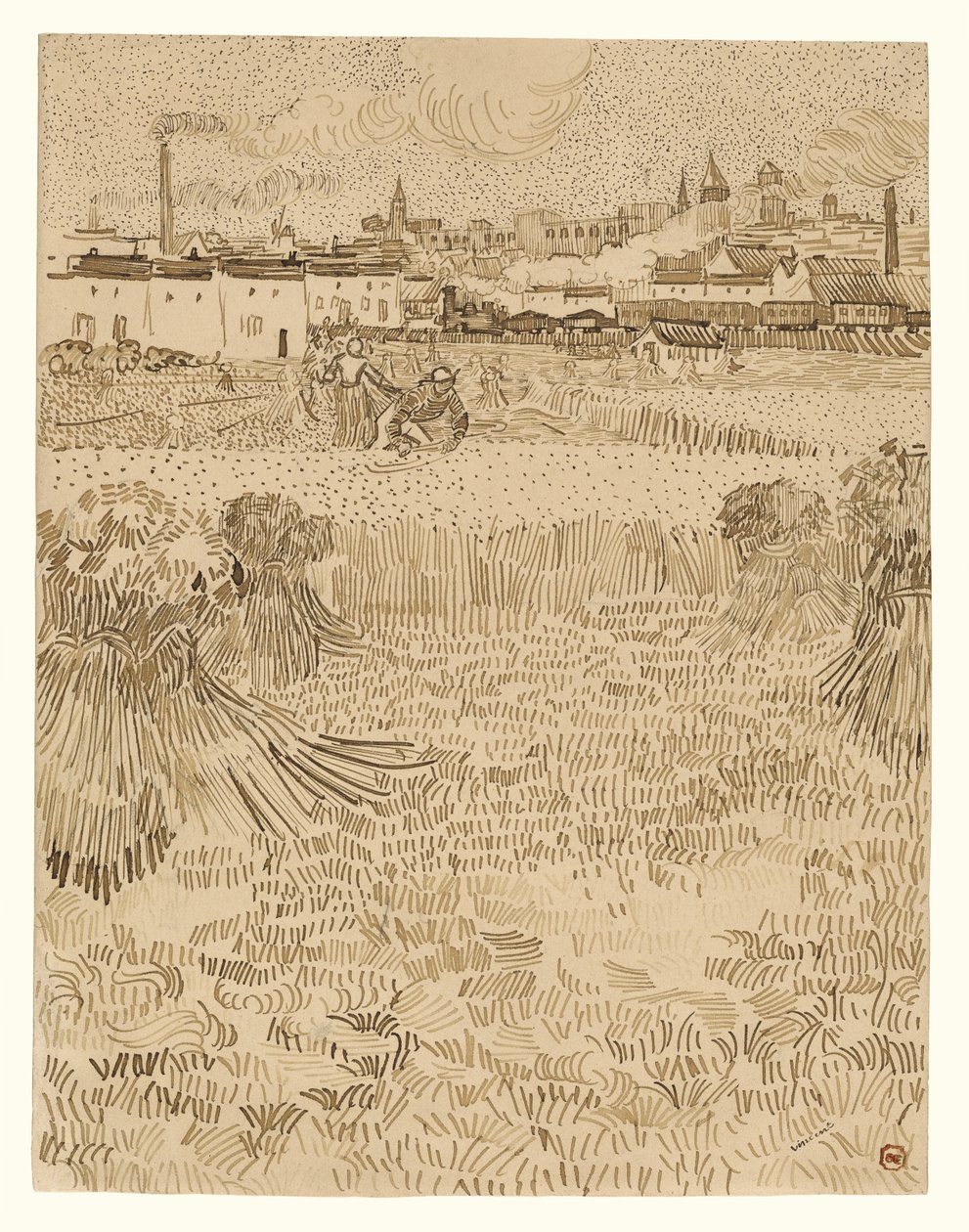 Arles: Utsikt över vetefälten av Vincent van Gogh