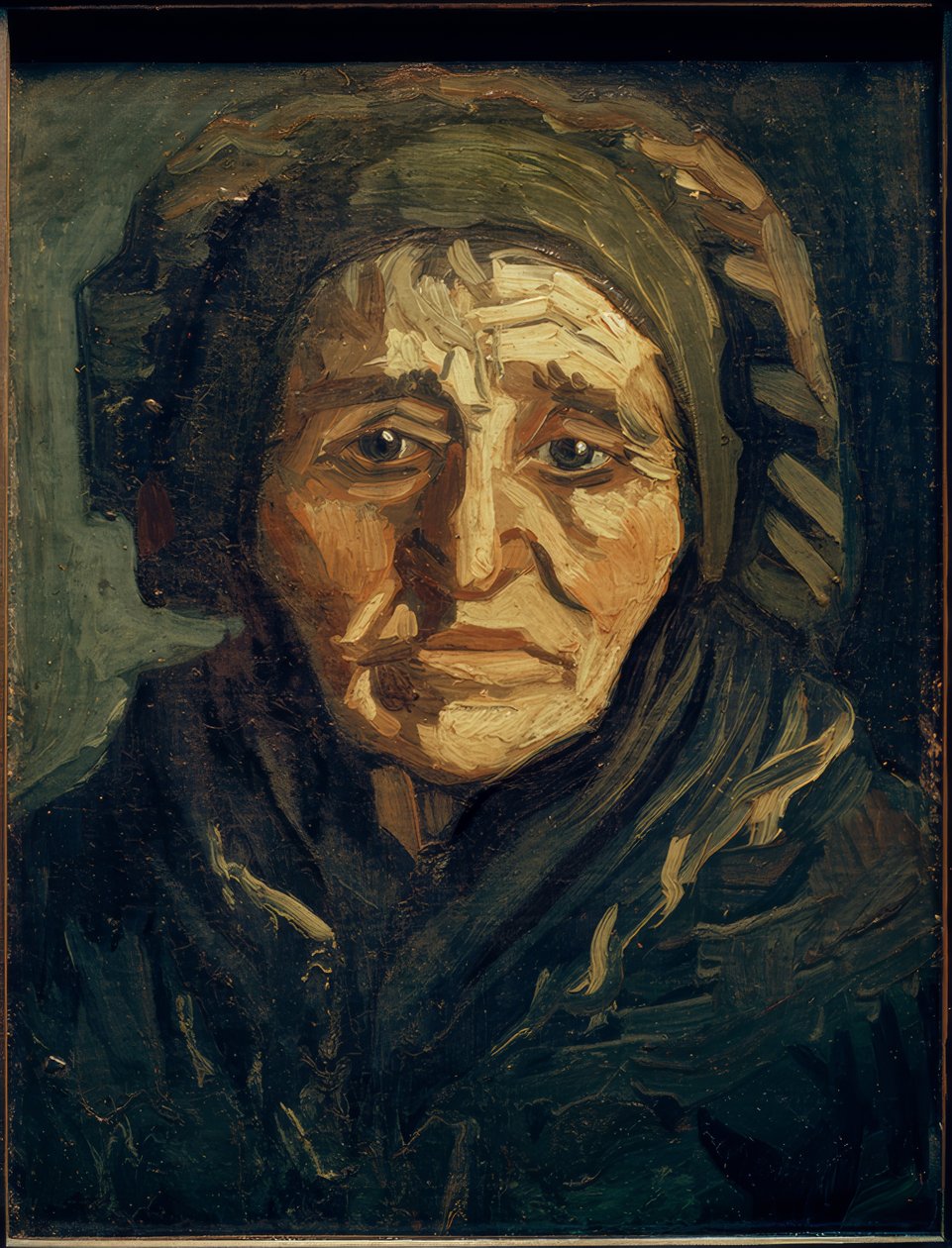Bondefru: Gammal kvinna med mörk hatt av Vincent van Gogh