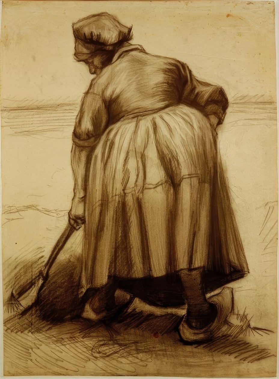 Bondens fru gräver av Vincent van Gogh