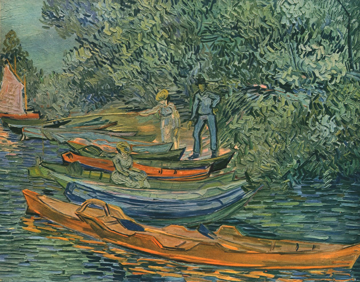 Flodens strand med roddbåtar i Auvers, 1890, 1947. av Vincent van Gogh