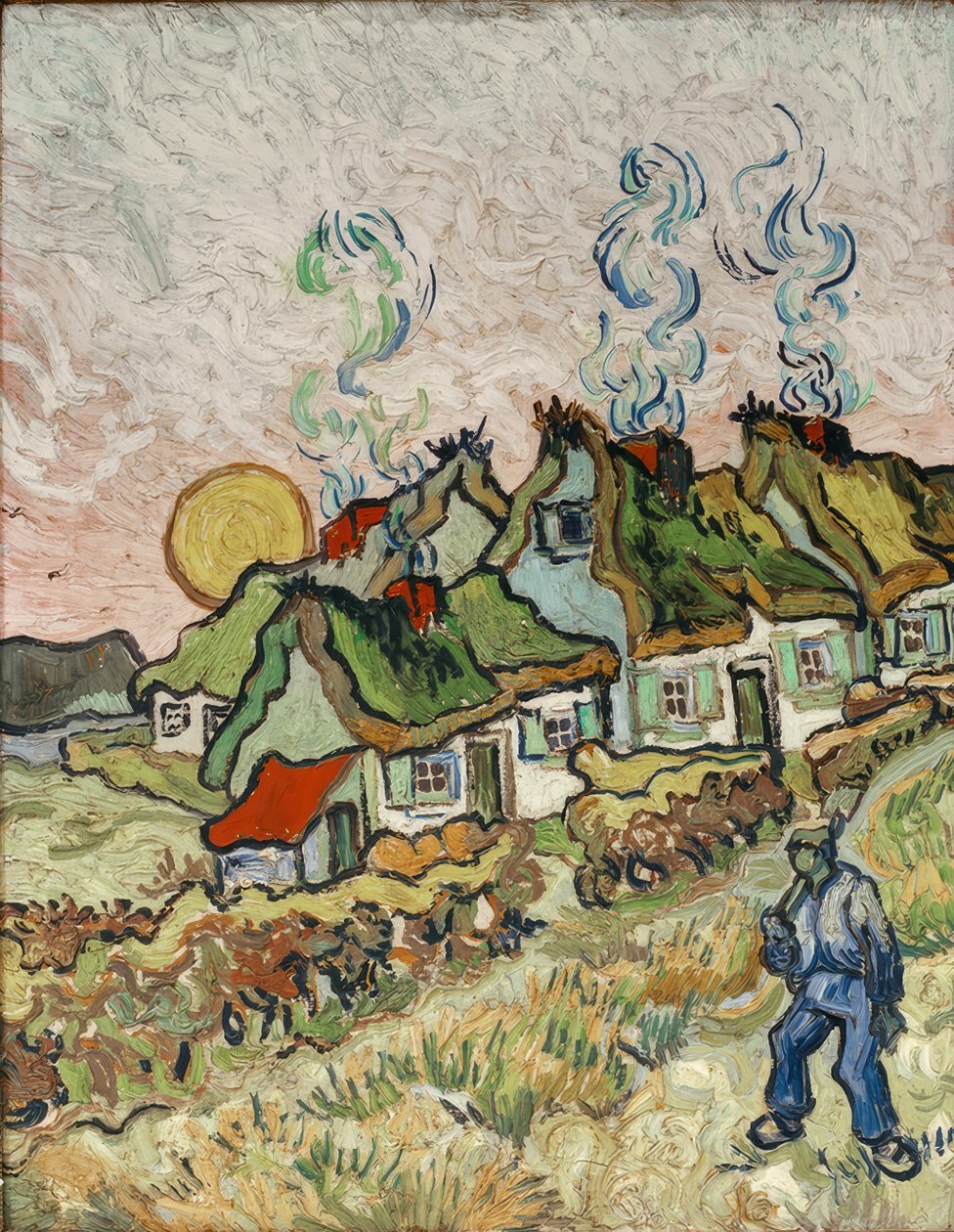 Bondgårdar vid solnedgången av Vincent van Gogh