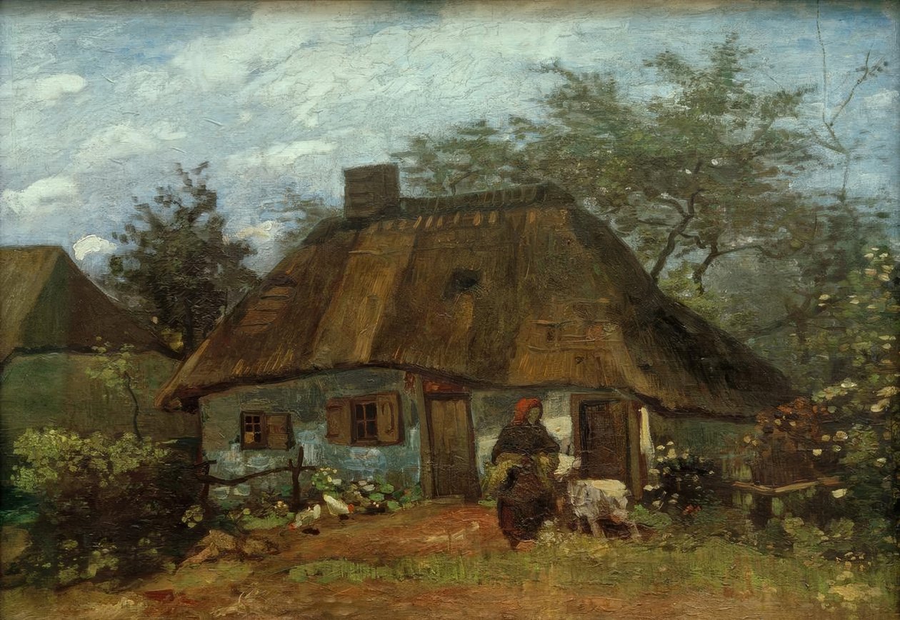 Bondgård och kvinna med get av Vincent van Gogh