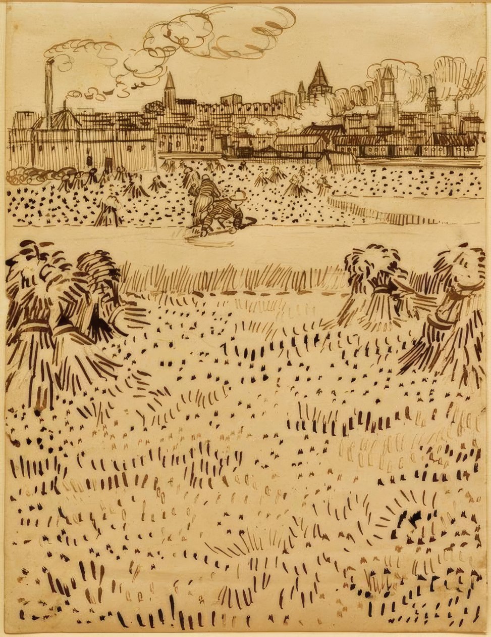 Utsikt över Arles över sädesfälten av Vincent van Gogh