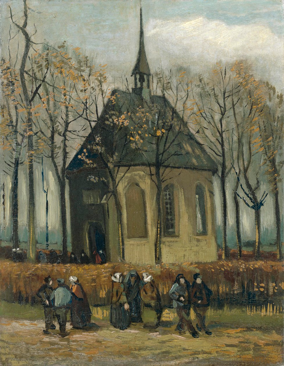 Församlingen lämnar den reformerta kyrkan i Nuenen av Vincent van Gogh
