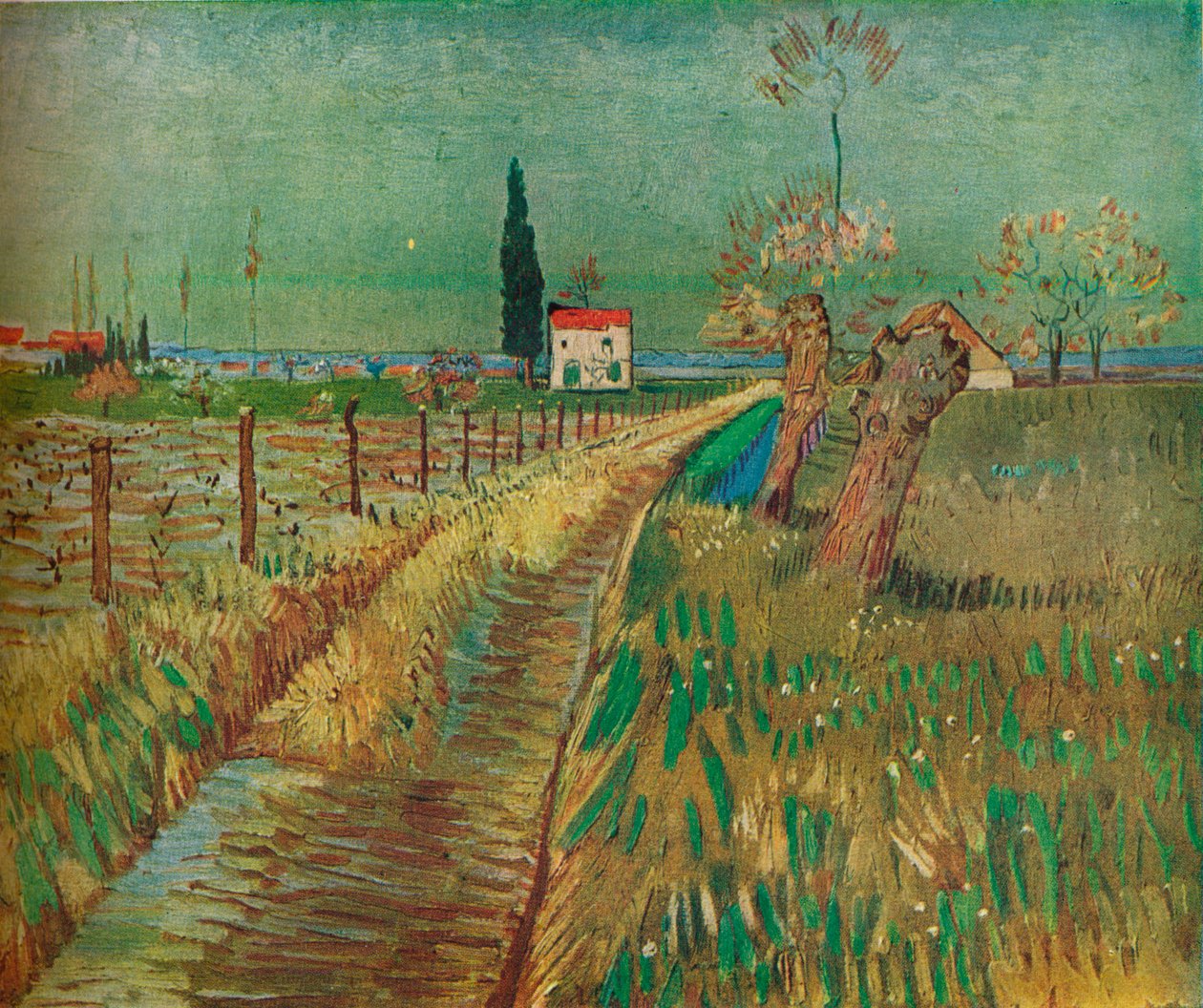 Stuga bland fält, c1890 av Vincent van Gogh