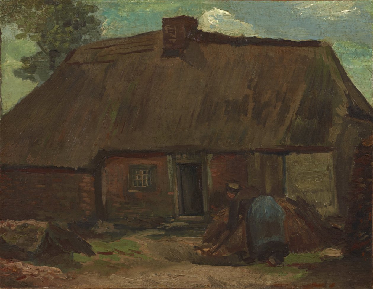 Stuga med grävande bondkvinna av Vincent van Gogh