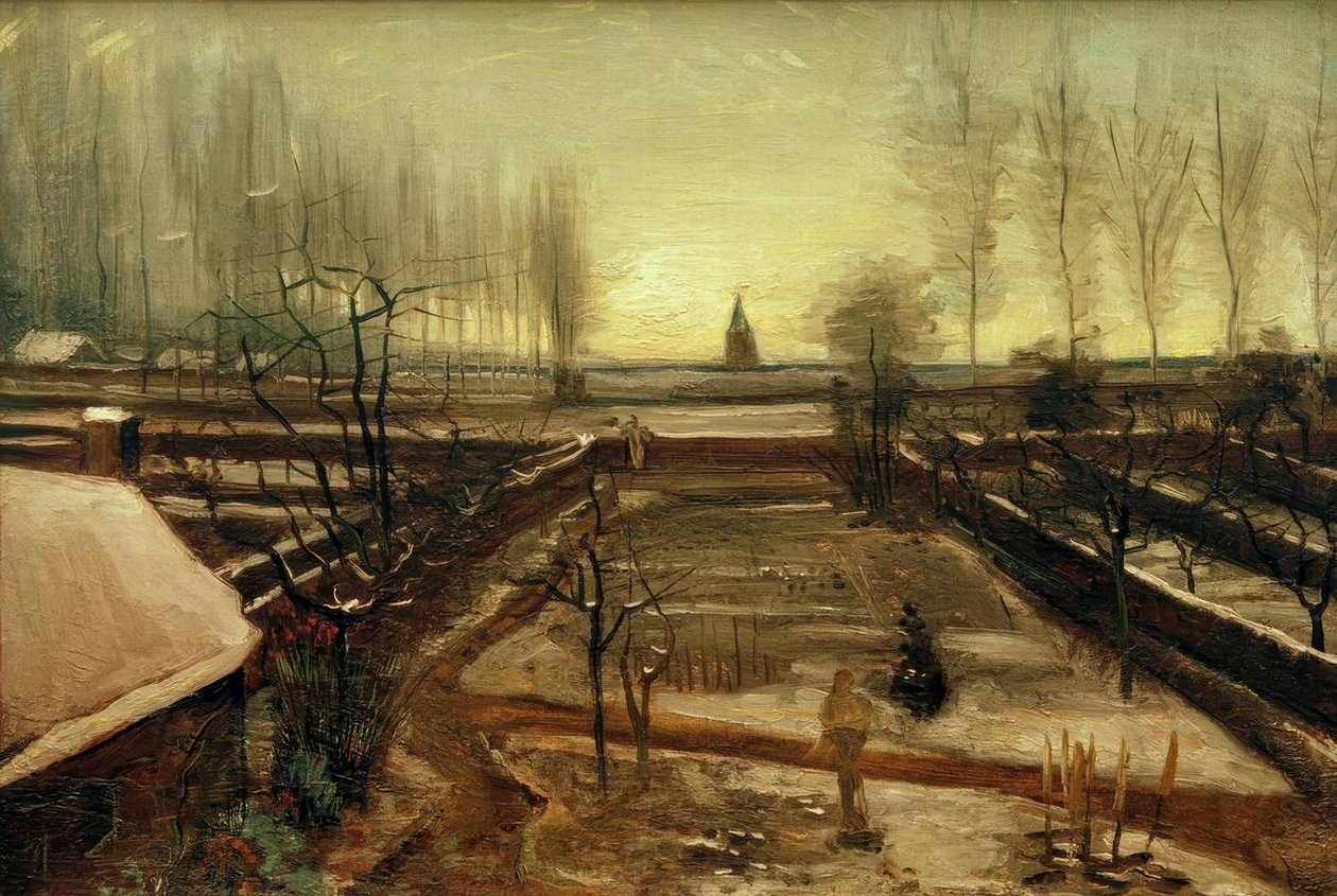 Sockenträdgården i Nuenen i snön av Vincent van Gogh