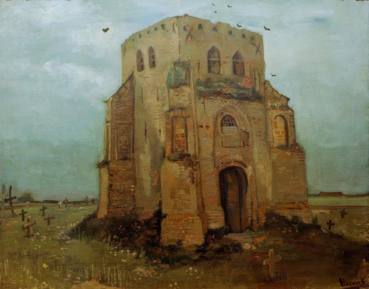 Det gamla kyrktornet i Nuenen, bondens kyrkogård av Vincent van Gogh