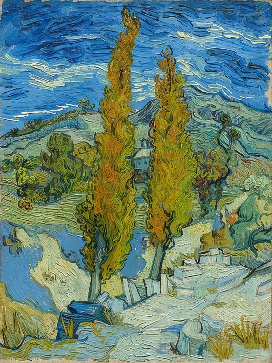 Popplarna i Saint-Rémy. 1889 av Vincent van Gogh