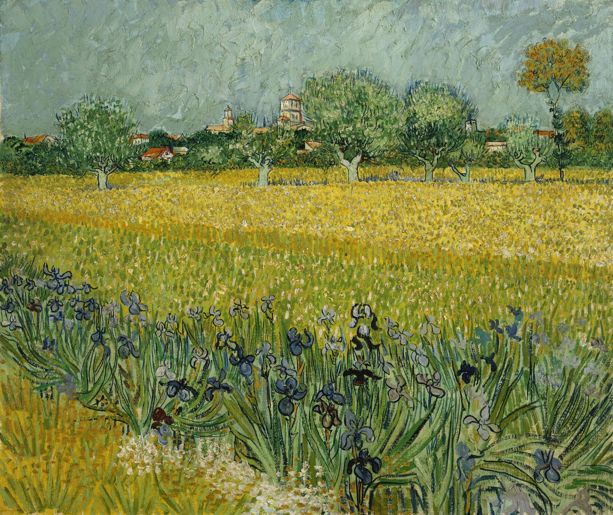 Fält med blommor nära Arles av Vincent van Gogh