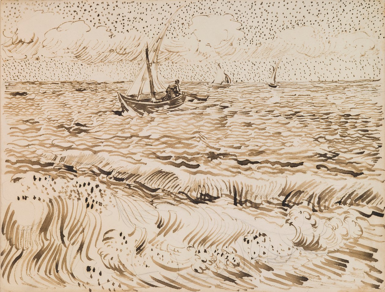 Fiskebåtar vid Saintes-Maries-de-la-Mer av Vincent van Gogh