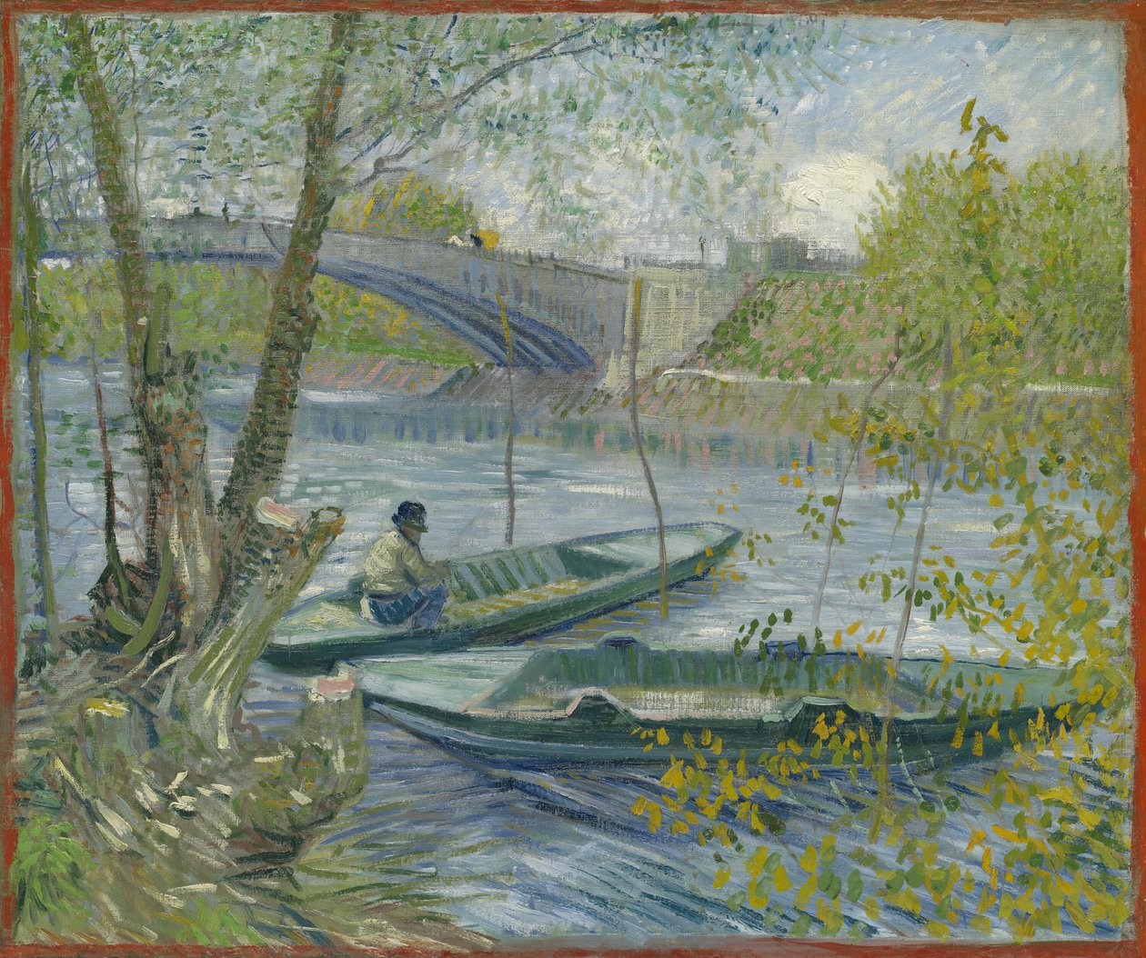 Fiske på våren, Pont de Clichy Asnières, 1887. av Vincent van Gogh