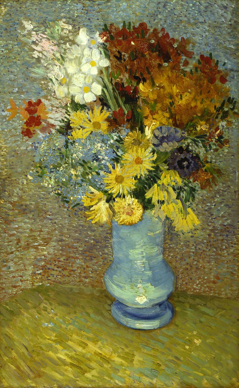 Blommor i en blå vas av Vincent van Gogh