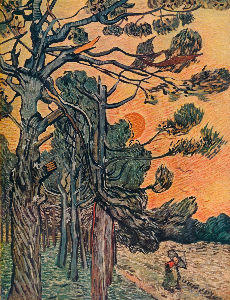 Granskog vid dagens slut, 1889 av Vincent van Gogh