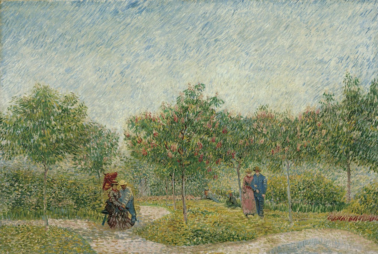 Trädgård i Montmartre med älskande av Vincent van Gogh
