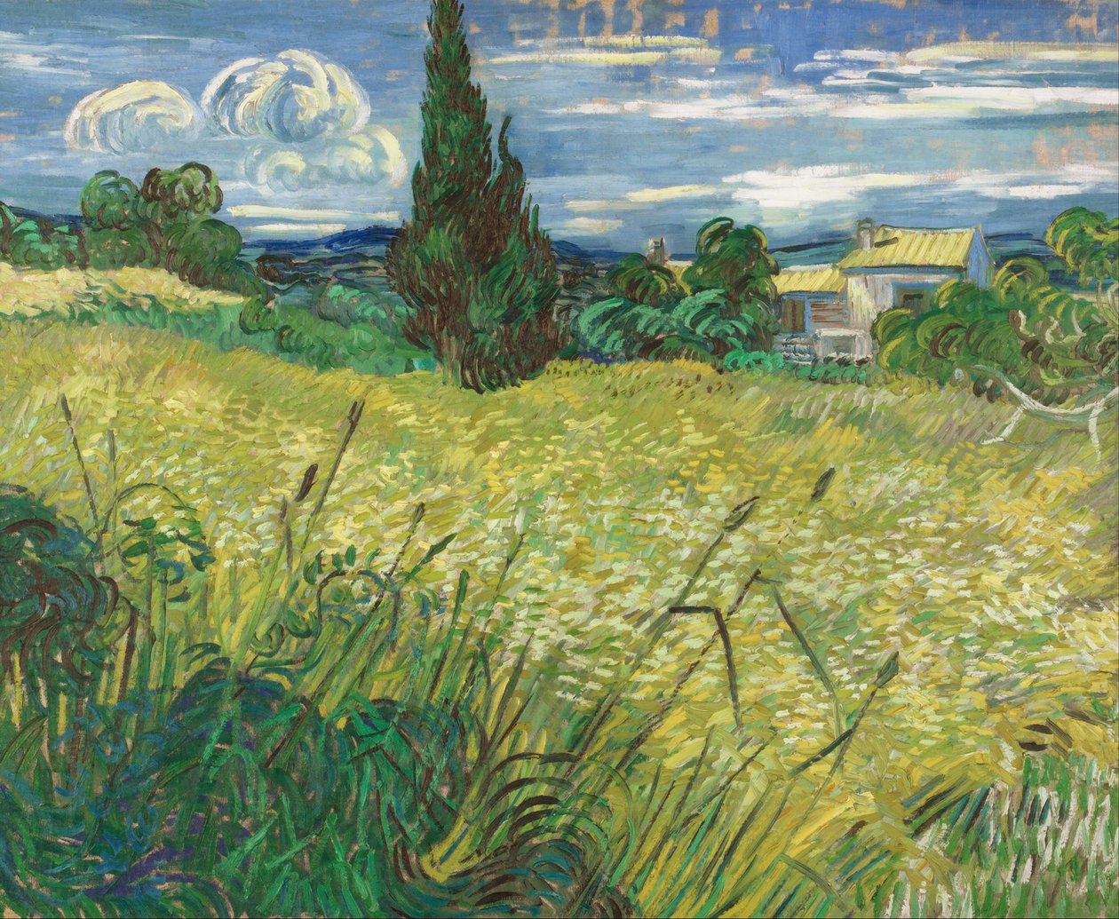 Grönt vetefält med cypress av Vincent van Gogh