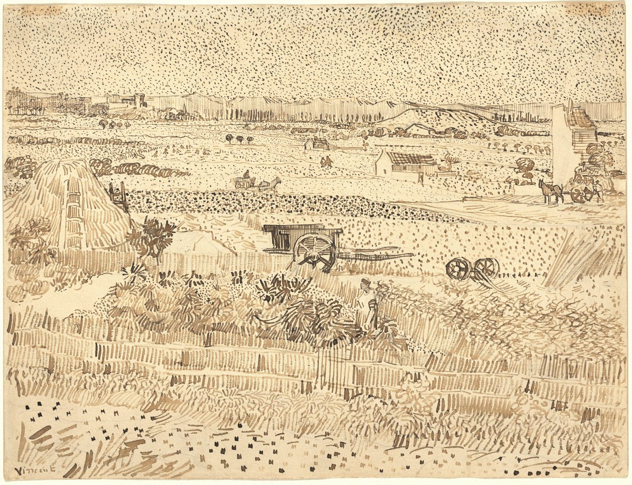 Harvest - La Craus slätt av Vincent van Gogh