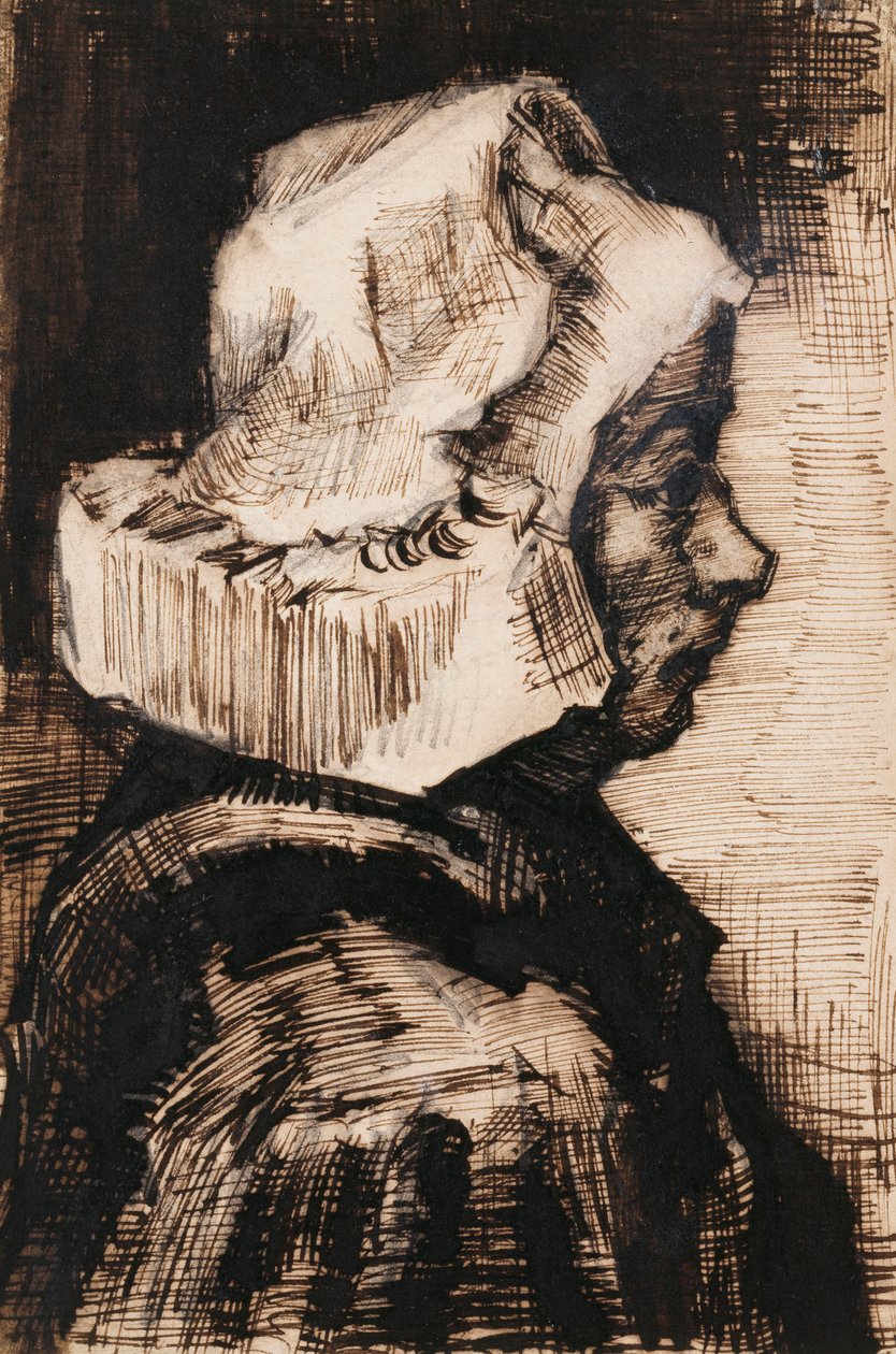 Chef för en bondkvinna, vänd åt höger, 1884 av Vincent van Gogh