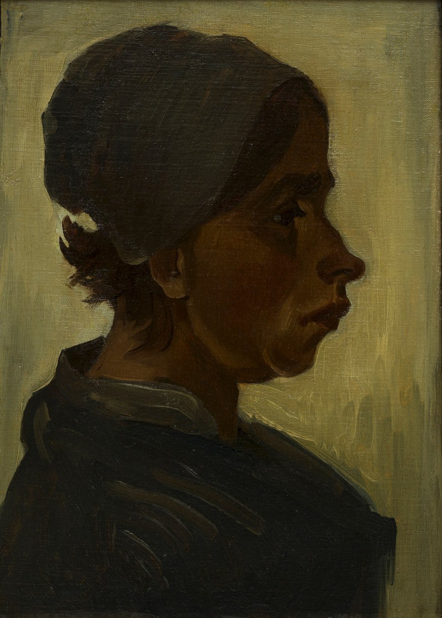 Huvud av en bondekvinna med mörk mössa av Vincent van Gogh