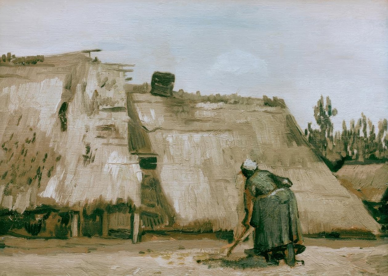 Hydda med en arbetande bondfru av Vincent van Gogh