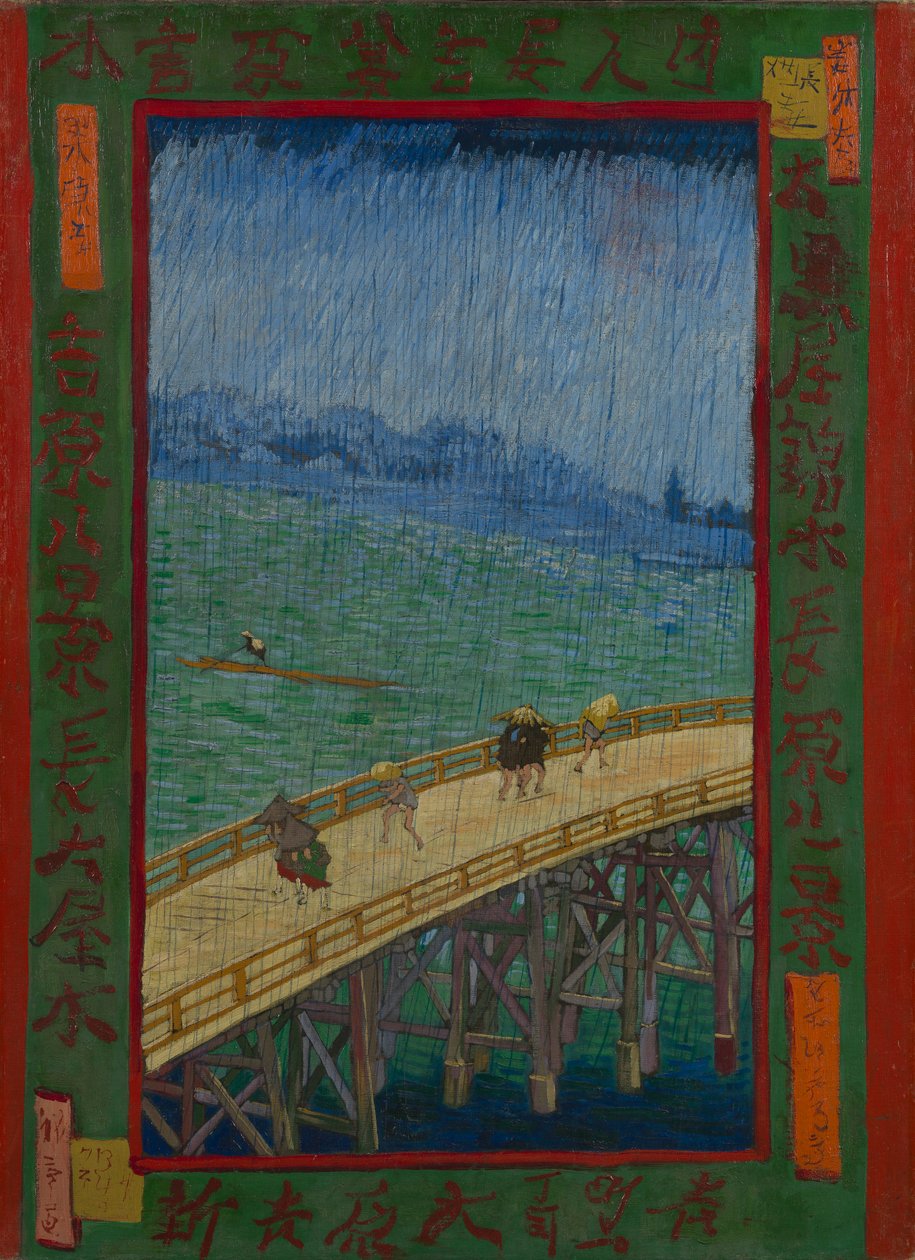 Japonaiserie: The Bridge in the Rain (efter Hiroshige), Paris av Vincent van Gogh