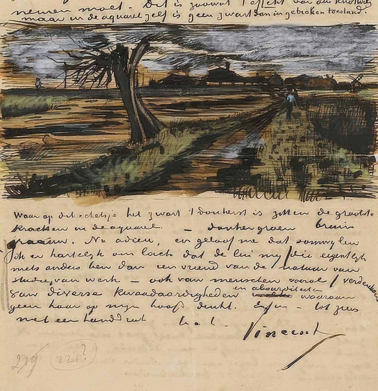 Kopfweide, Brev till Theo van Gogh. 1882 av Vincent van Gogh