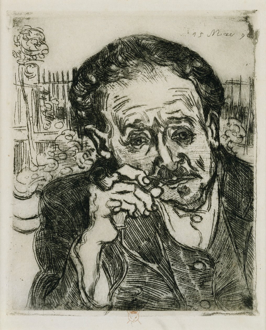 Man with a Pipe: Portrait of Doctor Gachet; Man with a Pipe: Portrait of Doctor Gachet, 1890 av Vincent van Gogh