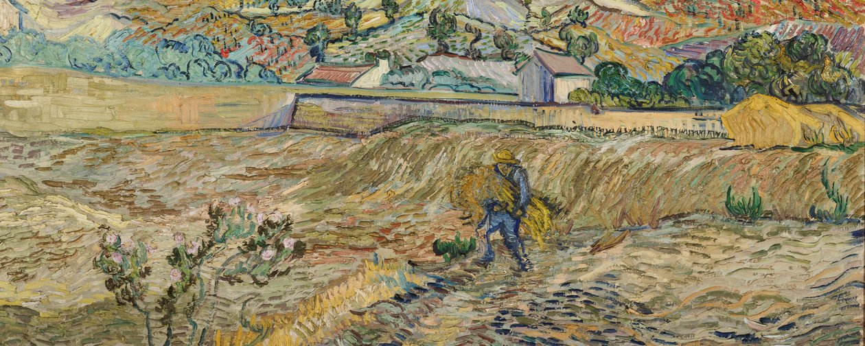 Landskap vid Saint-Rémy (Inhägnat fält med bonde) av Vincent van Gogh