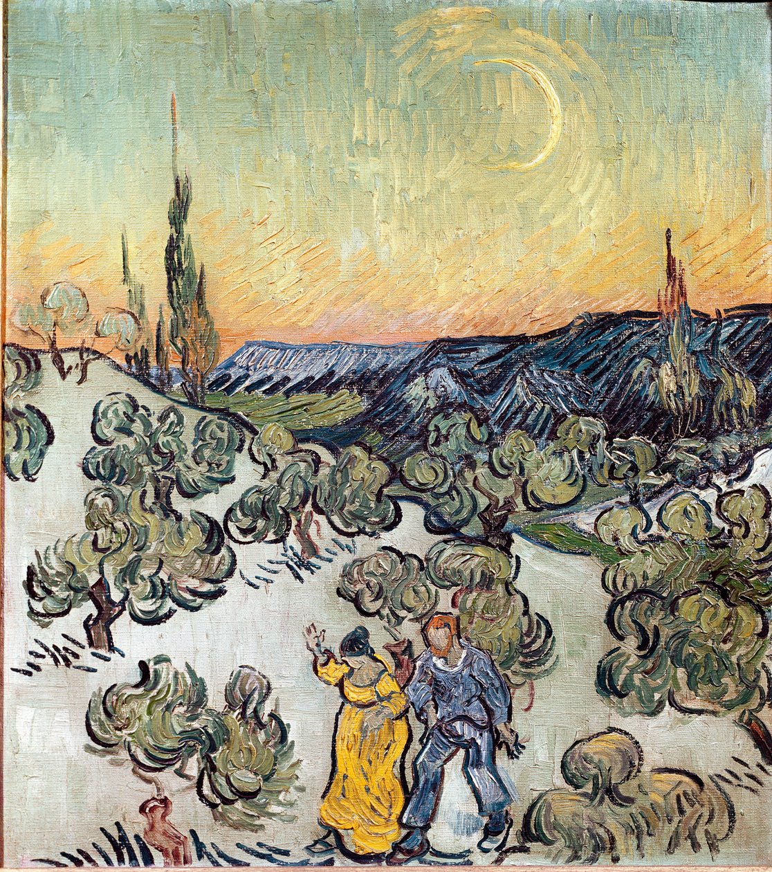 Landskap i skymningen (Saint Remy eller Saint-Remy). Målning av Vincent Van Gogh (1853-1890) av Vincent van Gogh