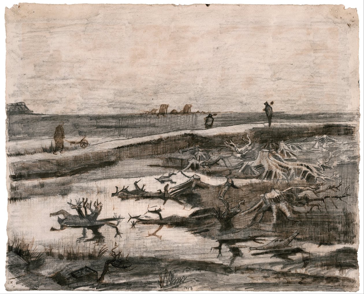 Landskap med stammar i mossen (Arbete på fälten) av Vincent van Gogh