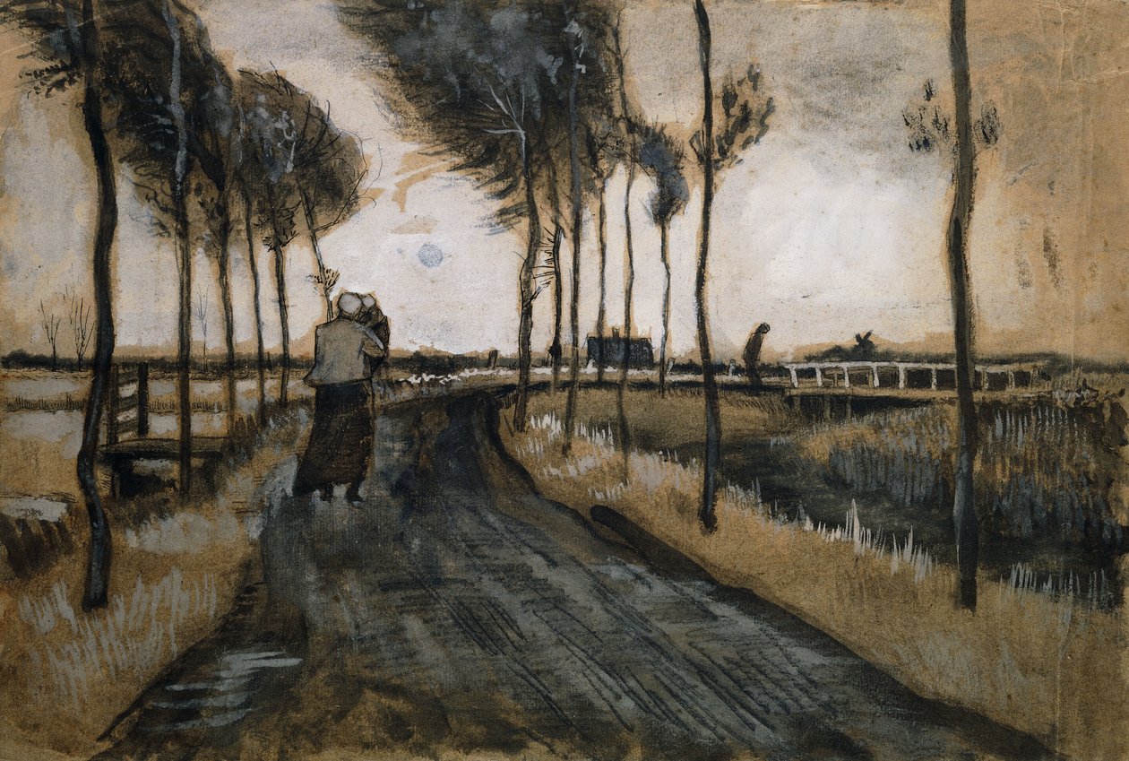 Landskap med kvinna och barn; Landskap med kvinna och barn, 1883 av Vincent van Gogh