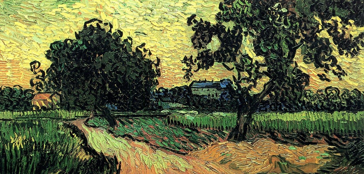 Landskap med slottet i Auvers vid solnedgången av Vincent van Gogh
