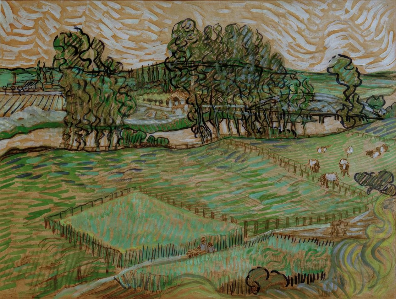 Landskap med bro över Oise av Vincent van Gogh
